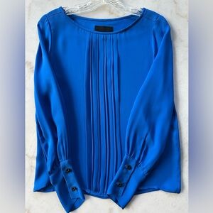 Nili Lotan 100% Silk Blouse | Nili Lotan Royal Blue Long Sleeve Silk Blouse